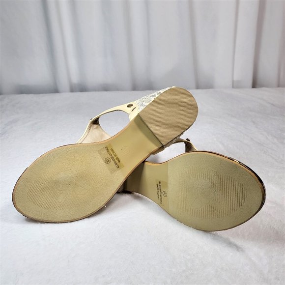 SilverDew Beige Summer Sandals Faux Fur Pom Poms - Picture 8 of 8